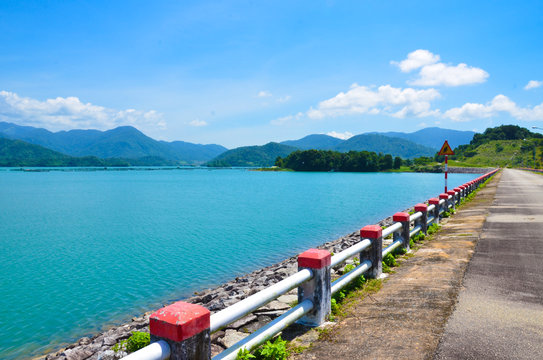 Reservoir with mountain view