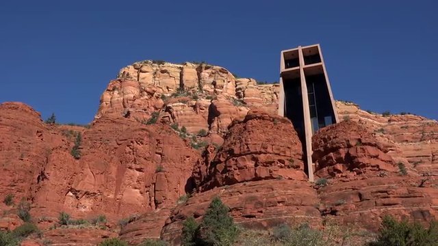 Sedona Arizona Chapel Of The Holy Cross Pan Snap 4K 072