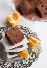 chocolate brownie with tangerine
