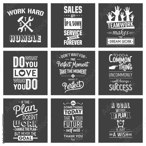 Set Of Vintage Business Motivation Typographic Quotes