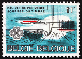Postage stamp Belgium 1935 Lines, Stamp Day