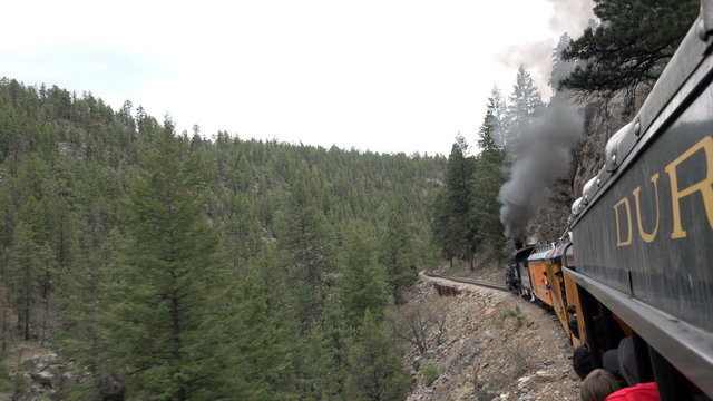 Durango steam railroad down hill 4K 165
