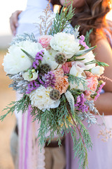 gorgeous bridal bouquet with white peonies 