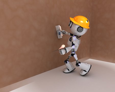 Robot plastering a wall