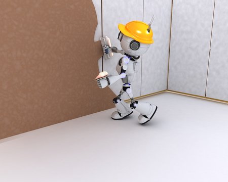 Robot plastering a wall