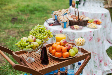 Catering for wedding. Dessert table.