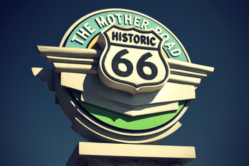 Historic Route 66 sign in the state of California, USA
