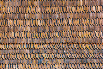 Old wooden shingles roof texture background