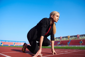 business woman ready to sprint