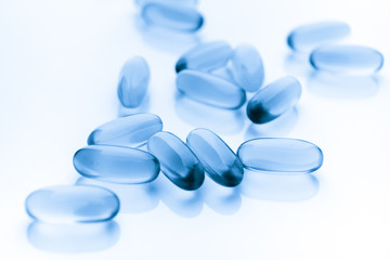 Vitamin Omega-3 fish oil capsules..