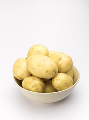 Potato chips on white background..