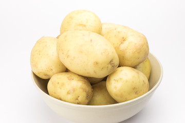 Potato chips on white background..