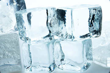 ice cubes on white background..