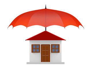 Protected House under Red Umbrella