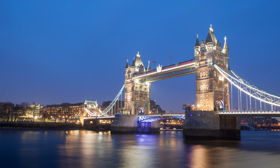 Fototapeta na wymiar Tower Bridge at night twilight London, England, UK..