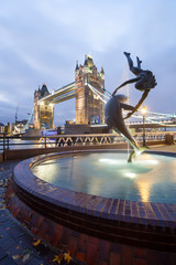 Tower Bridge at night twilight London, England, UK..