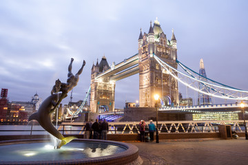 Obraz premium Tower Bridge at night twilight London, England, UK..