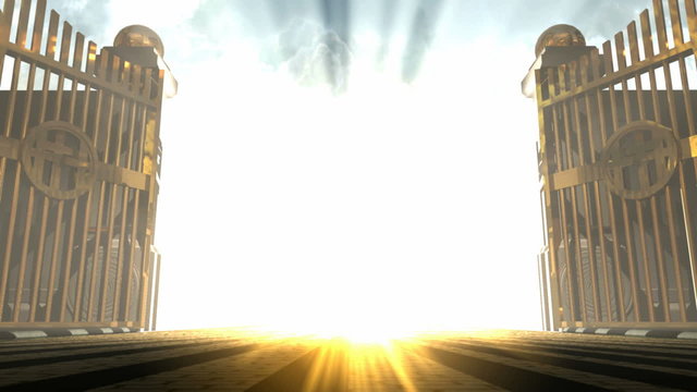 heavens gates opening walk towards