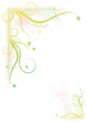 Splashing colorful floral frame, vector illustration