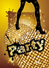 Disco Music Dance Girl Party background, vector illustration