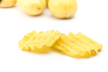 Set of potato chips close-up