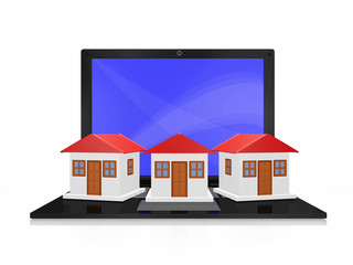 Row of Houses on Laptop Computer