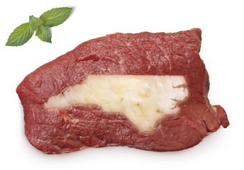 Roast beef meat and fat shaped as North Carolina.(series)