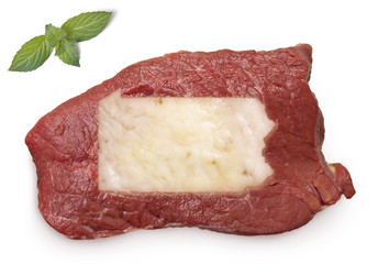 Roast beef meat and fat shaped as Pennsylvania.(series)
