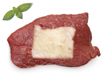 Roast beef meat and fat shaped as Oregon.(series)