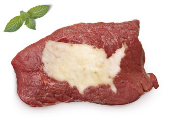 Roast beef meat and fat shaped as USA.(series)