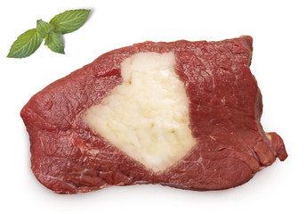Roast beef meat and fat shaped as Algeria.(series)