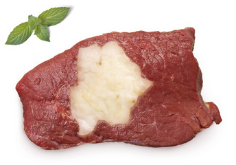 Roast beef meat and fat shaped as Botswana.(series)