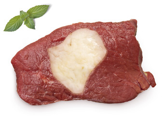 Roast beef meat and fat shaped as Burundi.(series)