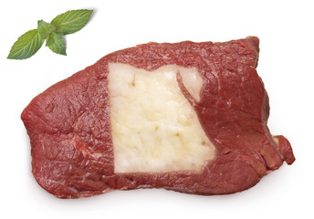 Roast beef meat and fat shaped as Egypt.(series)