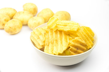 Set of potato chips close-up