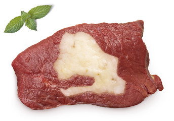 Roast beef meat and fat shaped as Senegal.(series)