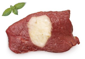 Roast beef meat and fat shaped as Sierra Leone.(series)