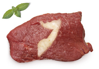 Roast beef meat and fat shaped as Somalia.(series)