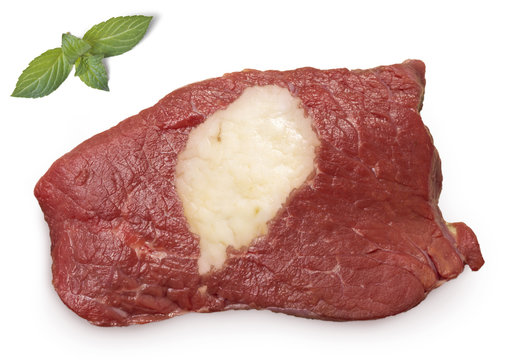 Roast beef meat and fat shaped as Sao Tome and Principe.(series)