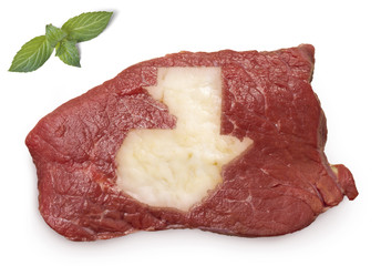 Roast beef meat and fat shaped as Guatemala.(series)