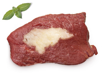 Roast beef meat and fat shaped as Honduras.(series)