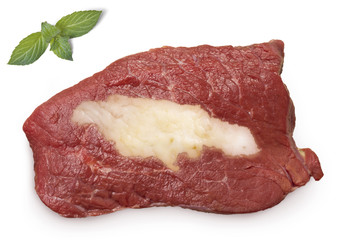 Roast beef meat and fat shaped as Jamaica.(series)
