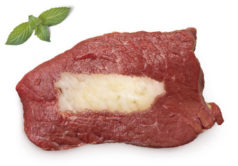 Roast beef meat and fat shaped as Puerto Rico.(series)