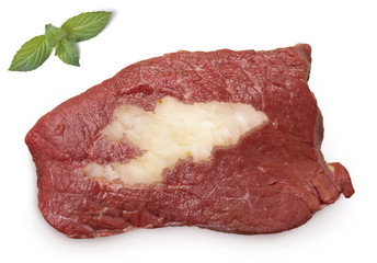 Roast beef meat and fat shaped as Kyrgyzstan.(series)