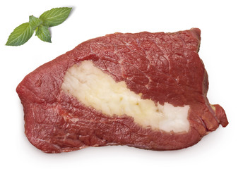 Roast beef meat and fat shaped as Nepal.(series)