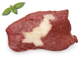 Roast beef meat and fat shaped as Pakistan.(series)