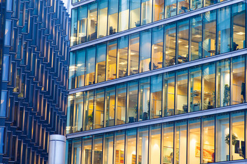 Windows of Skyscraper Business Office, Corporate building in London