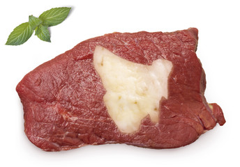 Roast beef meat and fat shaped as Tasmania.(series)