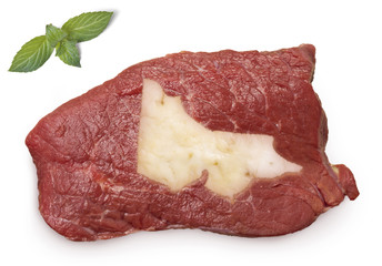 Roast beef meat and fat shaped as Victoria.(series)