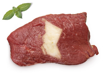 Roast beef meat and fat shaped as British Columbia.(series)